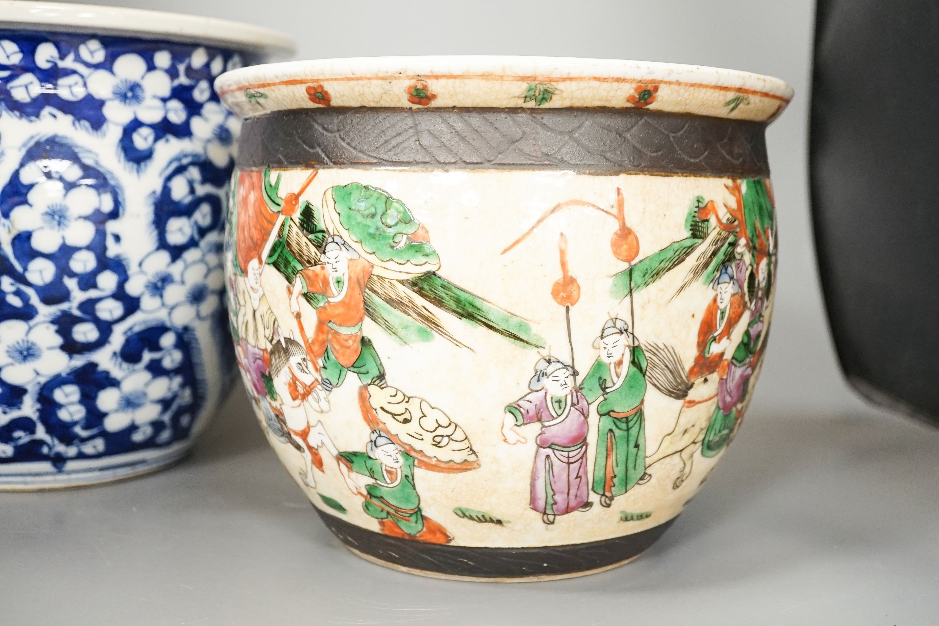 Two 19th century Chinese porcelain fish bowls, largest 26.5 cm diameter